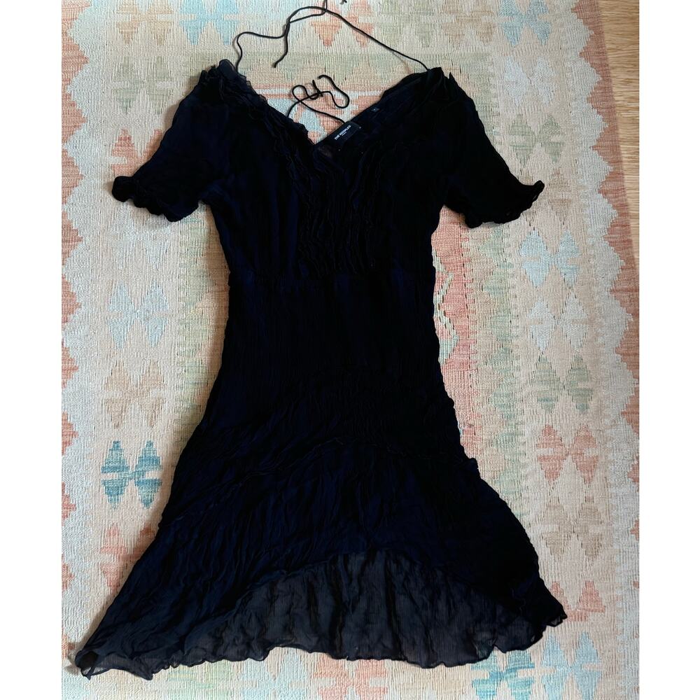 The Kooples Paris Womens Size 4 Black Semi Sheer Crepe Viscose Tiered Dress